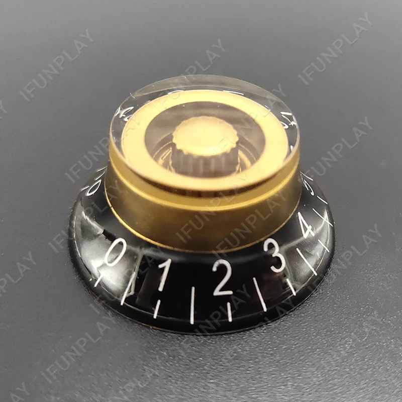 Description Picture 5 of item2/4pcs LP Electric Guitar Volume Tone Knob Top Hat Straight Guitar Speed Control Knob Plastic Guitar Accessories Gold Black