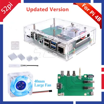 52Pi New Version Acrylic Set-Top Box Kit With 4010 Blue LED Light Fan And All Aluminum Heat Sink For Raspberry Pi 4B 
52Pi New Version Acrylic Set-Top Box Kit With 4010 Blue LED Light Fan And All Aluminum Heat Sink For Raspberry Pi 4B