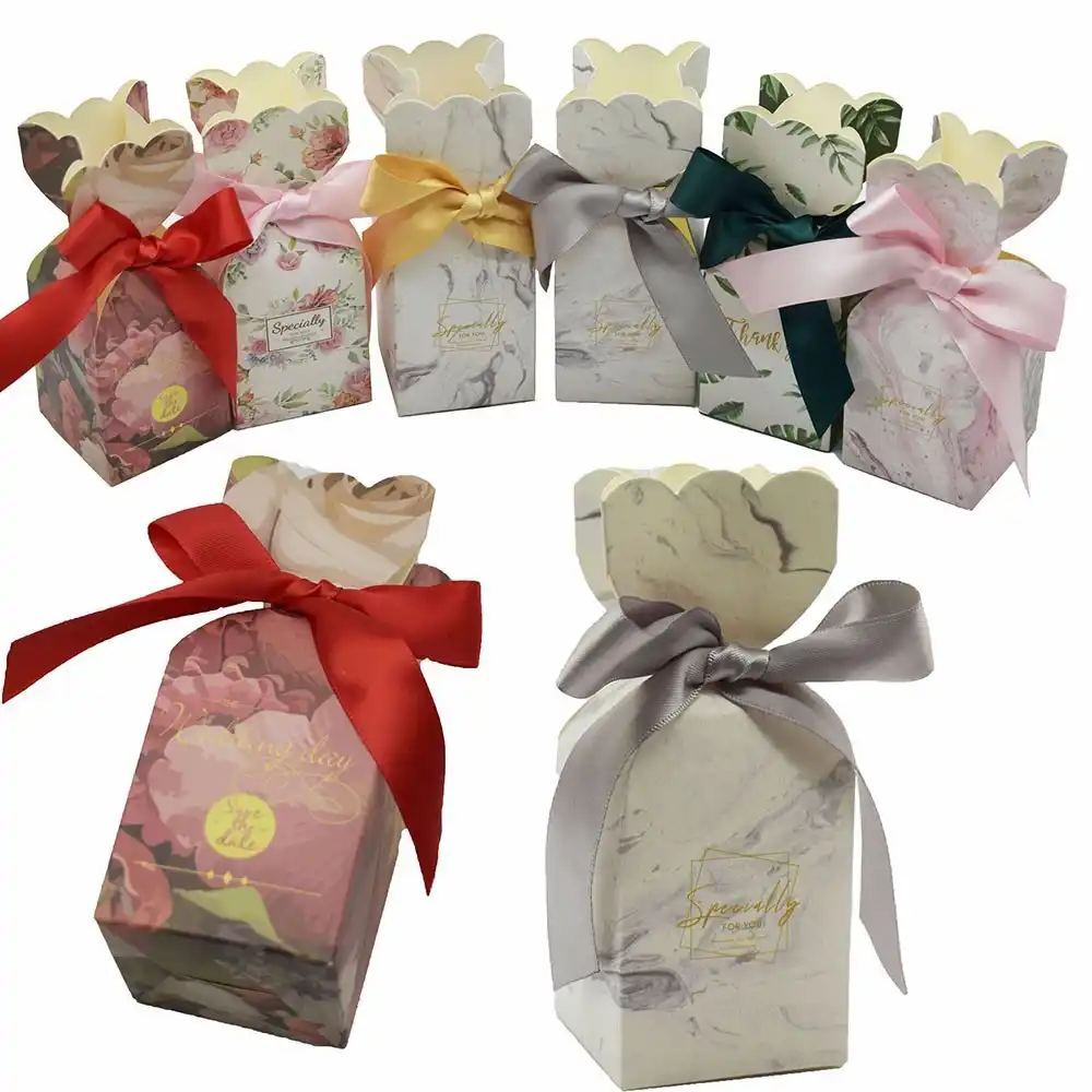 50x luxury rustic wedding party favor candy box sweet cake gift
