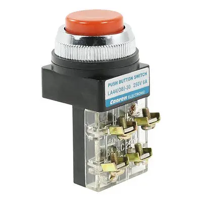 AC 250V 6A 1NO+1NC 4-Terminals Red Flat Top Momentary Push Button Switch