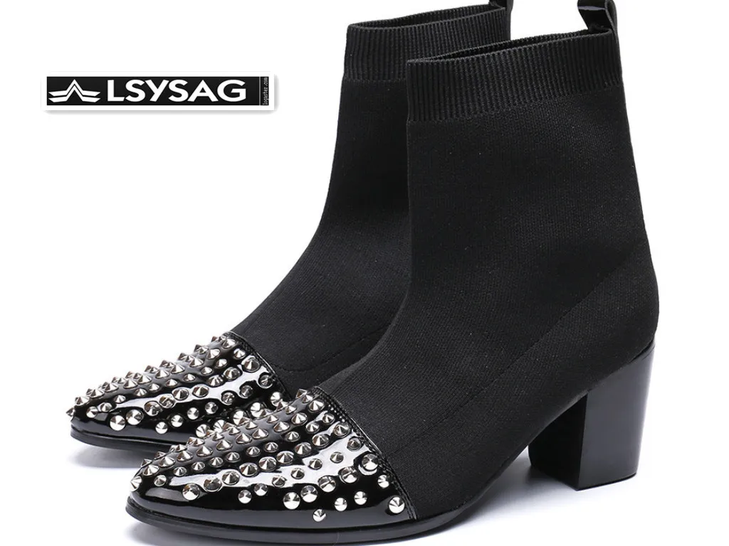 Winter Men Pointed Toe Height Increase Ankle Boots Male Fashion Luxury High Heels Sock Boots Rivets Dress Boots Shoes
Winter Men Pointed Toe Height Increase Ankle Boots Male Fashion Luxury High Heels Sock Boots Rivets Dress Boots Shoes