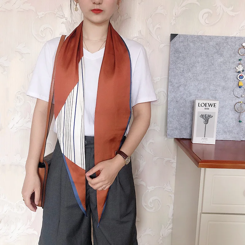 Style Simple Stripe Printing Long Silk Scarf Multifunctional Changeable Diagonal Scarf Polyester Foulard En Soie Foulard Luxe
Style Simple Stripe Printing Long Silk Scarf Multifunctional Changeable Diagonal Scarf Polyester Foulard En Soie Foulard Luxe