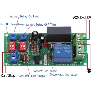 

Switch Infinite Loop Timer Module Dual Time Adjustable Cycle Delay Timing Relay Repeat ON OFF AC 100V 110V 120V 220V 230V 240V