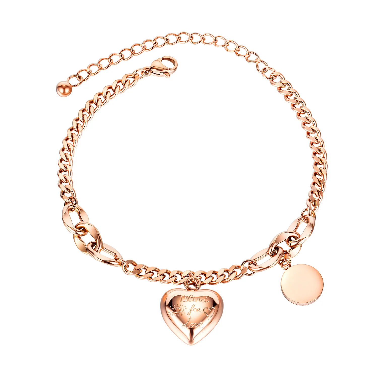 Popular Jewelry Simple Versatile Lovely Round Plate Titanium Steel Bracelet Female Rose Gold Temperament Ornament Heart Women
Popular Jewelry Simple Versatile Lovely Round Plate Titanium Steel Bracelet Female Rose Gold Temperament Ornament Heart Women