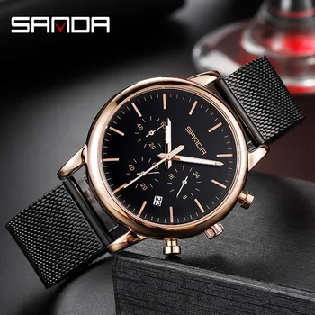 Sanda Hot New Business Fashion Three Eyes Imitation Six Needles With Calendar Casual Waterproof Scales Nail Mesh Belt Men's Watc
Sanda Hot New Business Fashion Three Eyes Imitation Six Needles With Calendar Casual Waterproof Scales Nail Mesh Belt Men's Watc