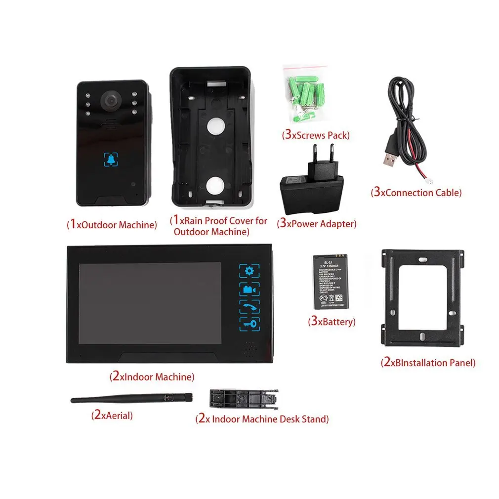 WD02KW12 5V 7-Inch TFT Screen Wireless Visual Doorbell Infrared Night Vision Doorbell Video Intercom Door Phone Home Security
WD02KW12 5V 7-Inch TFT Screen Wireless Visual Doorbell Infrared Night Vision Doorbell Video Intercom Door Phone Home Security