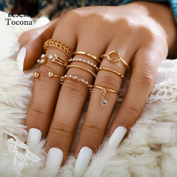 Tocona 8pcs/sets Bohemian Geometric Rings Sets Clear Crystal Stone Gold Chain Opening Rings for Women Jewelry Accessories 9012
Tocona 8pcs/sets Bohemian Geometric Rings Sets Clear Crystal Stone Gold Chain Opening Rings for Women Jewelry Accessories 9012
