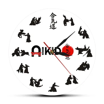 

The Seven Virtues Of Bushido Eastern Fight Style Aikido Wall Clock Japanese Martial Art Fighting Sport Dojo Decor Silent Clock