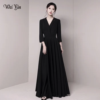 AE0136 wei yin Black Elegant A Line Long Evening Dress 2019 New V Neck Long Sleeves Party Gown Bodice Vestido Longos
AE0136 wei yin Black Elegant A Line Long Evening Dress 2019 New V Neck Long Sleeves Party Gown Bodice Vestido Longos
