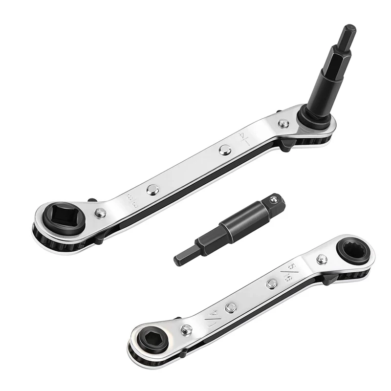 2pcs Refrigeration Service Wrench Set, 5/16inch x 1/4inch Ratcheting Service Wrench with Hex Bit Adapter
2pcs Refrigeration Service Wrench Set, 5/16inch x 1/4inch Ratcheting Service Wrench with Hex Bit Adapter