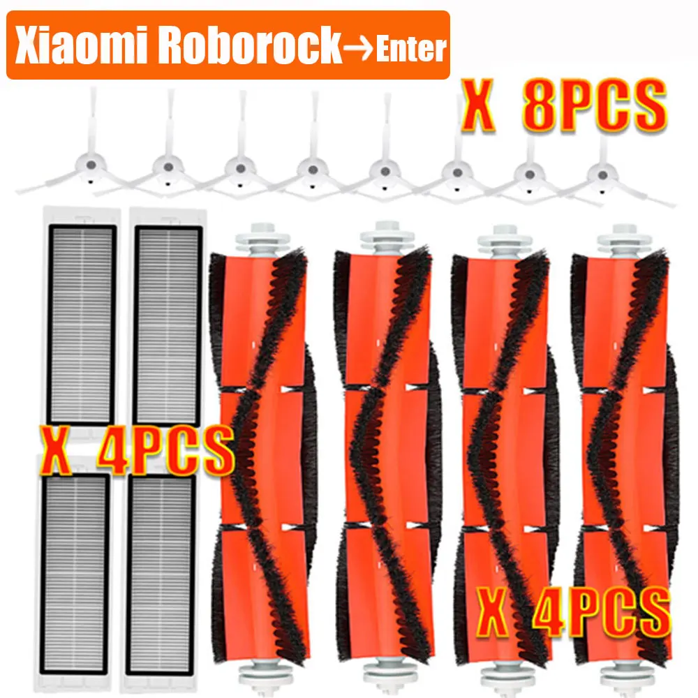 4*HEPA Filter+8*Side Brush+4*Main Brush for XIAOMI MI Robot 1/2 Generation Roborock S50 S51 Vacuum Cleaner Parts replacement
4*HEPA Filter+8*Side Brush+4*Main Brush for XIAOMI MI Robot 1/2 Generation Roborock S50 S51 Vacuum Cleaner Parts replacement