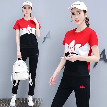 Spring and Summer New Sports Casual Short Sleeve Clothes Yellow Printing 2 Piece Set Women Pink Red Plus Size
Spring and Summer New Sports Casual Short Sleeve Clothes Yellow Printing 2 Piece Set Women Pink Red Plus Size