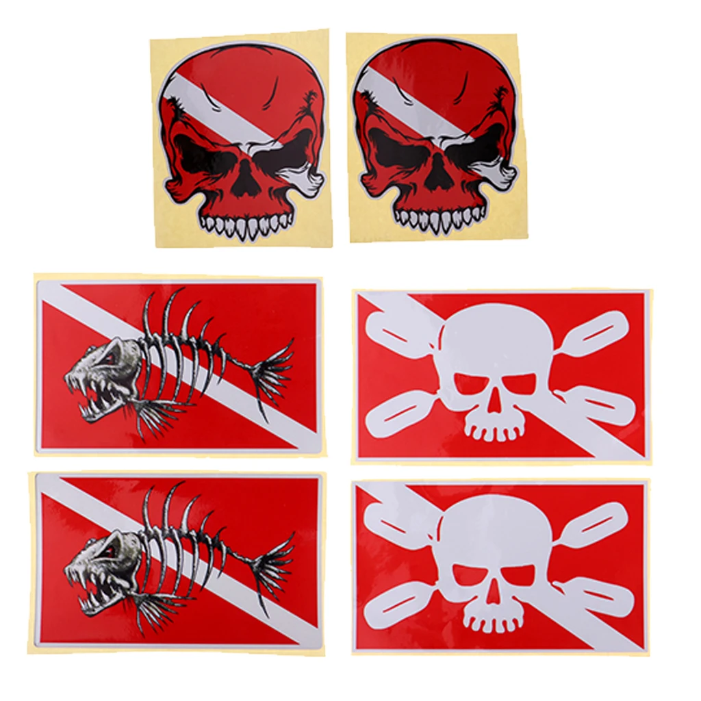 Set of 6pcs Scuba Diving Flag Stickers Dive Gear Tank Bag Decals Flippers Decoration Set of 6pcs Scuba Diving Flag Stickers Dive Gear Tank Bag Decals Flippers Decoration