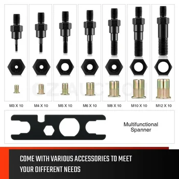 Rivet Nut Tool 11-Inch Hand Rivet Nut Tool Set With 7 Mandrels & 70 Rivet Nuts Hand Tools Multifunctional Spanner
Rivet Nut Tool 11-Inch Hand Rivet Nut Tool Set With 7 Mandrels & 70 Rivet Nuts Hand Tools Multifunctional Spanner