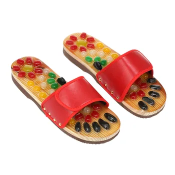 

2019 New Acupoint Massage Slippers Sandal Natural Pebble Jade Foot Massager Acupuncture Point Massage Shoes for Foot Massager