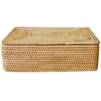 Autumn Rattan Weave Storage Basket Handmade Clothes Sundries Book Sorting Basket Square with Cover
Autumn Rattan Weave Storage Basket Handmade Clothes Sundries Book Sorting Basket Square with Cover