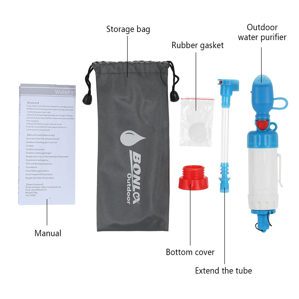 Outdoor Water Purifier Portable ABS Plastic Water Filter Camping Hiking Pressure Purifier Cleaner Wild Drinking Safety Survival
Outdoor Water Purifier Portable ABS Plastic Water Filter Camping Hiking Pressure Purifier Cleaner Wild Drinking Safety Survival