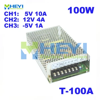 

100W mini power supply 3 output 5V 10A, 12V 4A, -5V 1A ac to dc T-100A triple switching power supply