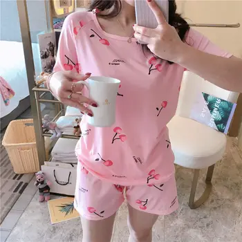Pajamas Women Classic Summer Ladies Suit Short Sleeve Shorts Cute Cartoon Girl 2-piece Suit Polyester Casual Loose Home Service 
Pajamas Women Classic Summer Ladies Suit Short Sleeve Shorts Cute Cartoon Girl 2-piece Suit Polyester Casual Loose Home Service
