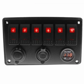6 Gang ON-OFF Toggle Switch Panel LED Car Switch Panel 3.1A With Dual USB Slot Socket Digital Voltage Display Cigarette Lighter
6 Gang ON-OFF Toggle Switch Panel LED Car Switch Panel 3.1A With Dual USB Slot Socket Digital Voltage Display Cigarette Lighter