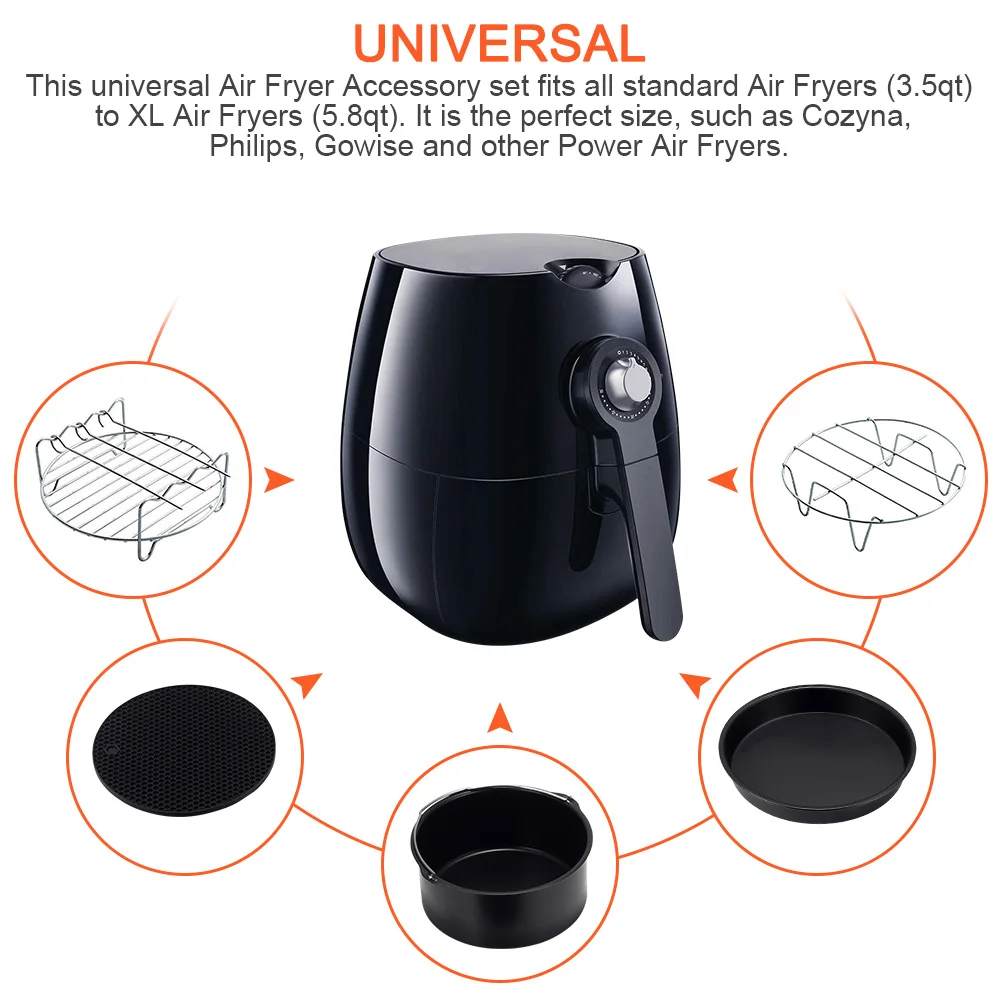 etc. Con libro de cocina Accesorios de la freidora XL Air de 9 pulgadas 12 pz adecuado para 5.3 QT-6.8 QT pasteles adecuado para pizza