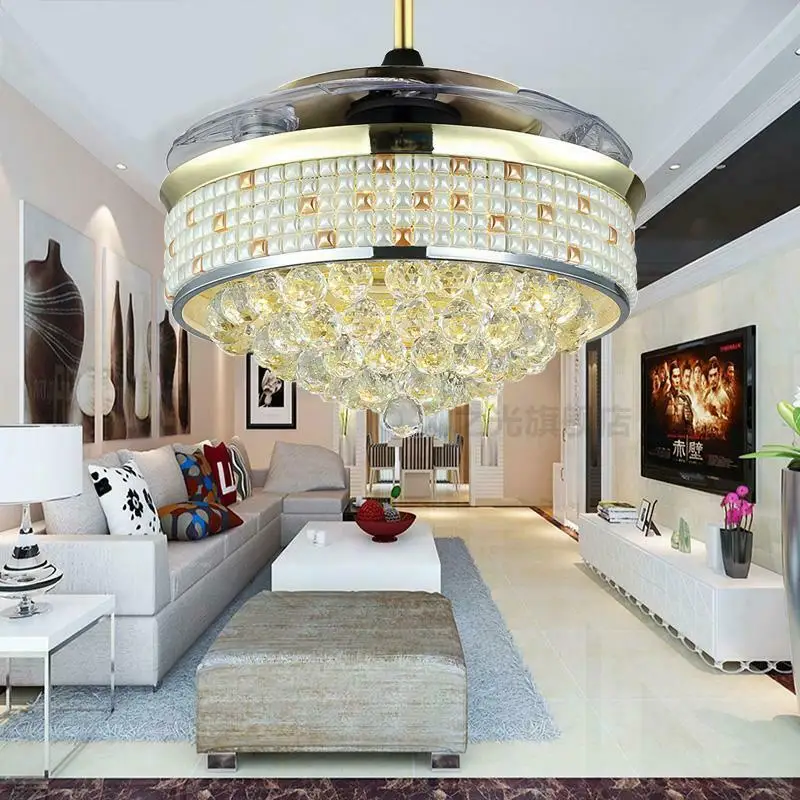 42-Inch Modern Fandelier Crystal Retractable Blades Ceiling Fans with LED Light and Remote Control Light Changes Chandelier Fan
42-Inch Modern Fandelier Crystal Retractable Blades Ceiling Fans with LED Light and Remote Control Light Changes Chandelier Fan