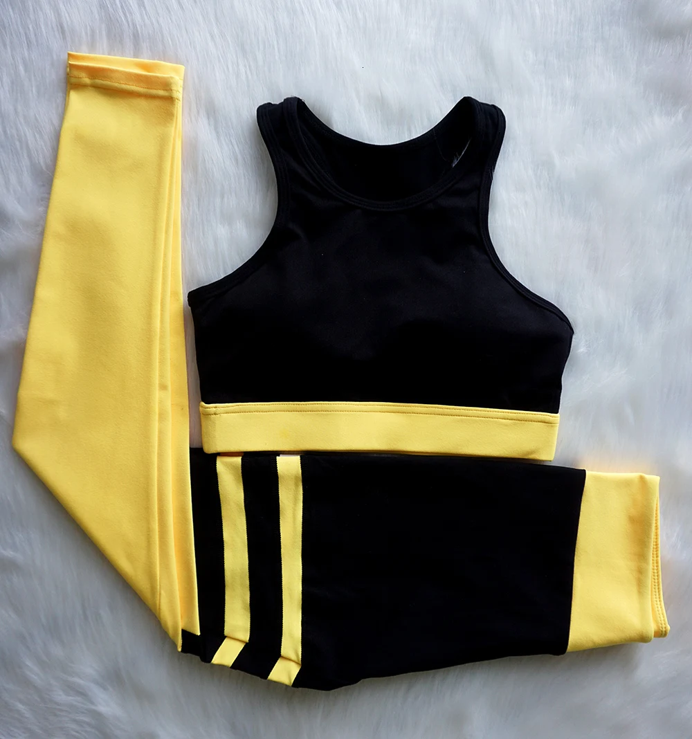 Clothing - Yoga Set For Fitness Woman New Stripe Patchwork