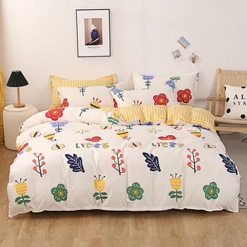 New Cartoon Flowers Printed Bedding Set Polyester Cotton Material Bed Linen Duvet Cover Flat Sheet Pillowcases Bedclothes 3/4pcs 
New Cartoon Flowers Printed Bedding Set Polyester Cotton Material Bed Linen Duvet Cover Flat Sheet Pillowcases Bedclothes 3/4pcs