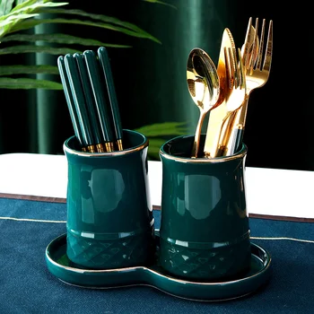 3pcs Simple Luxury Phnom Penh Ceramic Chopsticks Tube Knife Fork Spoon Tableware Drain Cage Kitchen Green Storage Tank with Tray
3pcs Simple Luxury Phnom Penh Ceramic Chopsticks Tube Knife Fork Spoon Tableware Drain Cage Kitchen Green Storage Tank with Tray