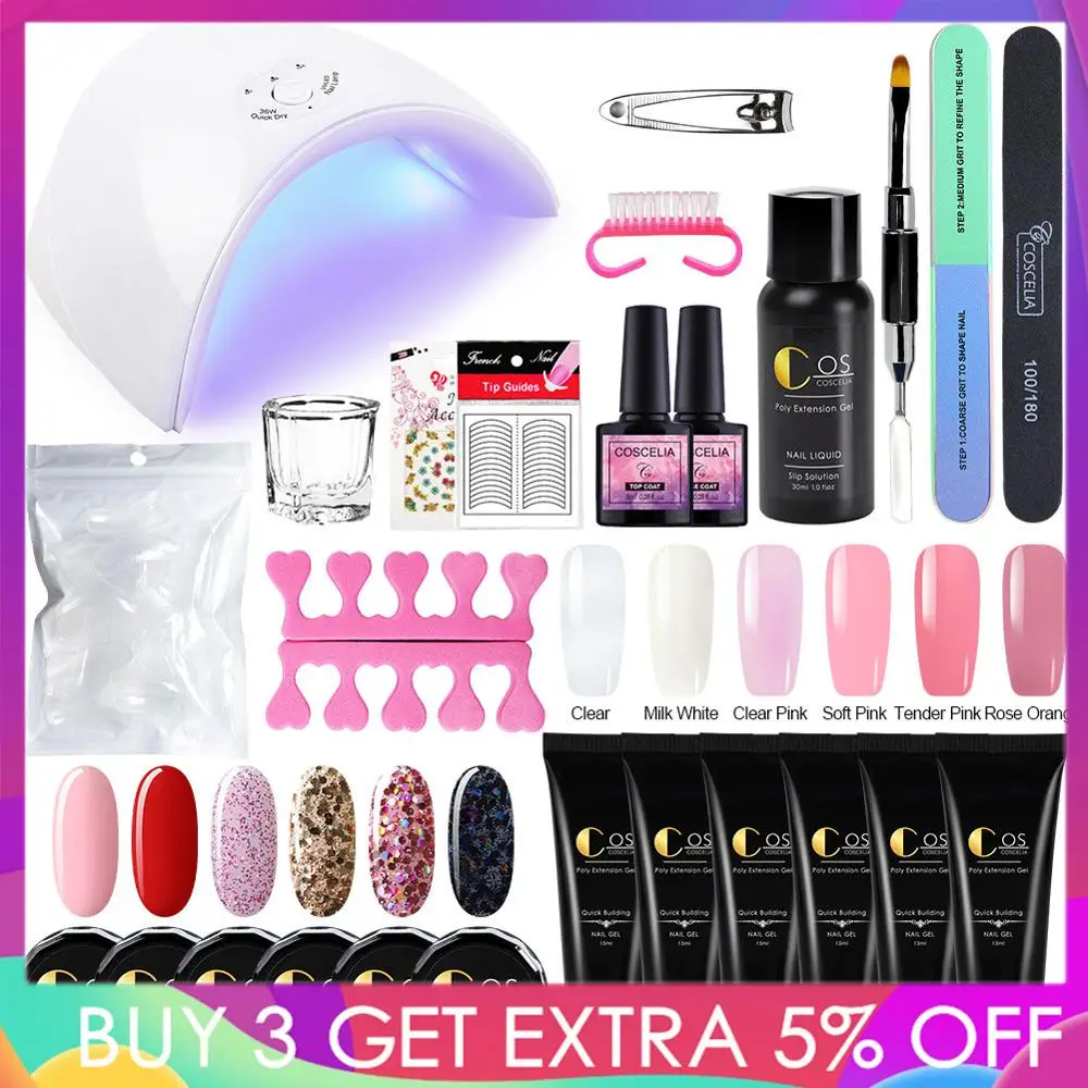 COSCELIA 15ML Poly Clear Gel Varnish Nail Polish Set Poly Gel Quick Builder Extension LED UV Gel Brush For Colors Nail Art Tools
COSCELIA 15ML Poly Clear Gel Varnish Nail Polish Set Poly Gel Quick Builder Extension LED UV Gel Brush For Colors Nail Art Tools