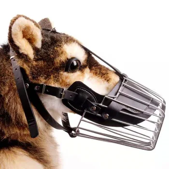 

Pitbull Dog Muzzle Mouth Mask Bulldog Adjustable Wire Leather Strap Iron Cage Basket for Medium Large Dog Muzzle Anti Bite Bark