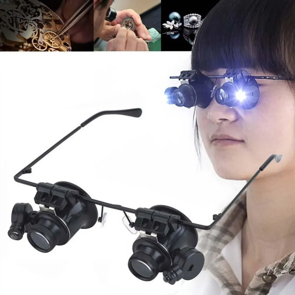 Loupe Tools 10X 15X 20X 25X LED Lights Glasses Magnifier Jeweler Watch Repair Eye Glasses Optical Lens Magnifier With 2 LED
Loupe Tools 10X 15X 20X 25X LED Lights Glasses Magnifier Jeweler Watch Repair Eye Glasses Optical Lens Magnifier With 2 LED