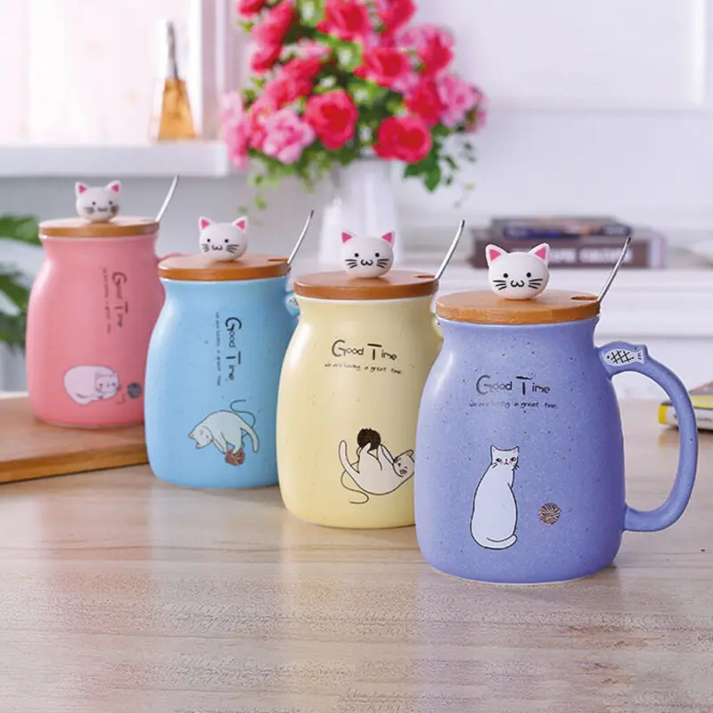 450ML Cute Cat Kitty Mug Design Rounded Cup Coffee Tea Cups Spoon+Wood Cover Patetrn Letter Brief Mugs Drinkware 4 Colors
450ML Cute Cat Kitty Mug Design Rounded Cup Coffee Tea Cups Spoon+Wood Cover Patetrn Letter Brief Mugs Drinkware 4 Colors