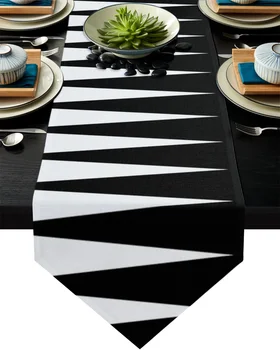 Black White Triangle Geometric Table Runner Home Kitchen Decorative Table Runner for Wedding Party Cake Floral Tablecloth
Black White Triangle Geometric Table Runner Home Kitchen Decorative Table Runner for Wedding Party Cake Floral Tablecloth
