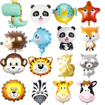 Cartoon Animal foil balloon Animal Hedgehog Fox panda octopus starfish Birthday party decor Baby Shower Kids toys balloons