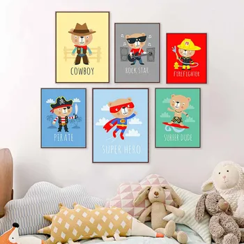 Kawaii Animal Pirate Superhero Bear Poster Minimalist Canvas Painting Nursery Picture Children Room Decoration
Kawaii Animal Pirate Superhero Bear Poster Minimalist Canvas Painting Nursery Picture Children Room Decoration
