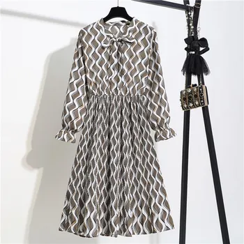 Sweet Ladies Bow Collar Elegant Chiffon Midi Dress Party Casual A Line Striped Print Long Sleeve Dress Spring New Summer Vestido
Sweet Ladies Bow Collar Elegant Chiffon Midi Dress Party Casual A Line Striped Print Long Sleeve Dress Spring New Summer Vestido