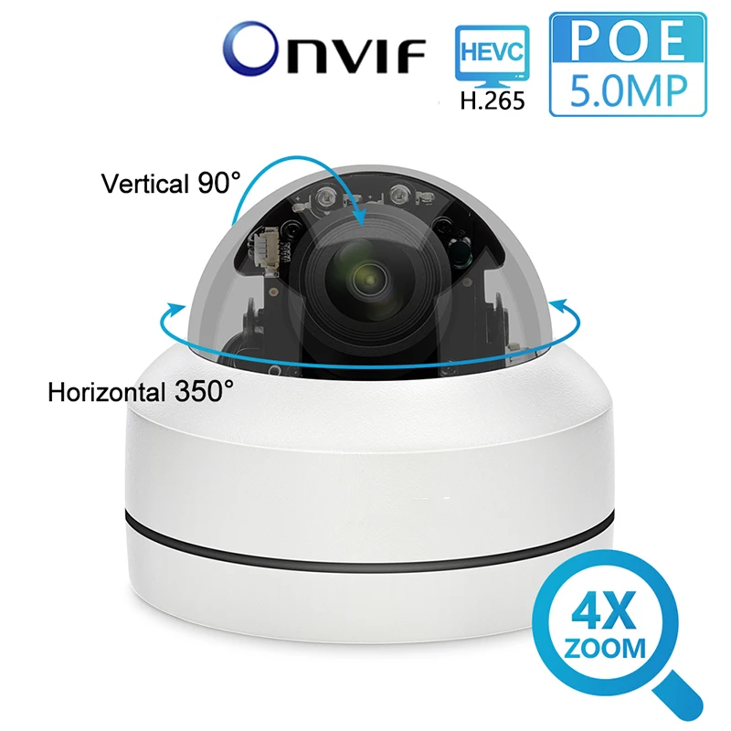 

H.265 1080P 5MP PTZ IP Camera 4X Zoom Mini Speed Dome Metal Outdoor Waterproof 2MP POE CCTV Security Onvif P2P IR 45M Camera