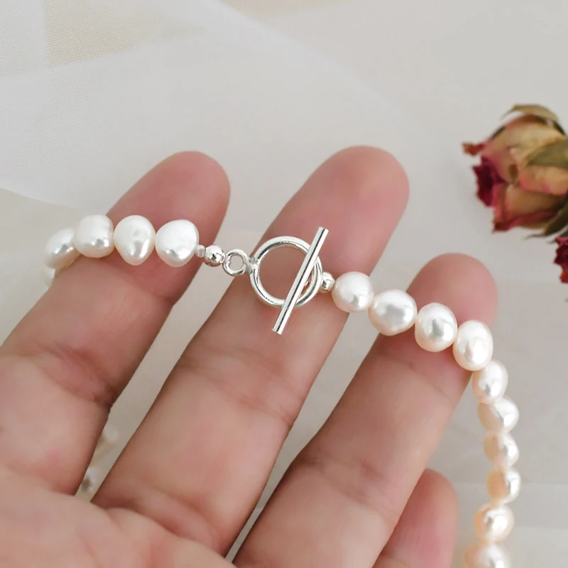 Natural Freshwater Pearl OT Clasp Necklace 925 Sterling Silver Jewelry for Women 5 Mallzona Hdf853bc4086b4396bd5ddb8673f3441cd Natural Freshwater Pearl OT Clasp Necklace 925 Sterling Silver Jewelry for Women Mallzona