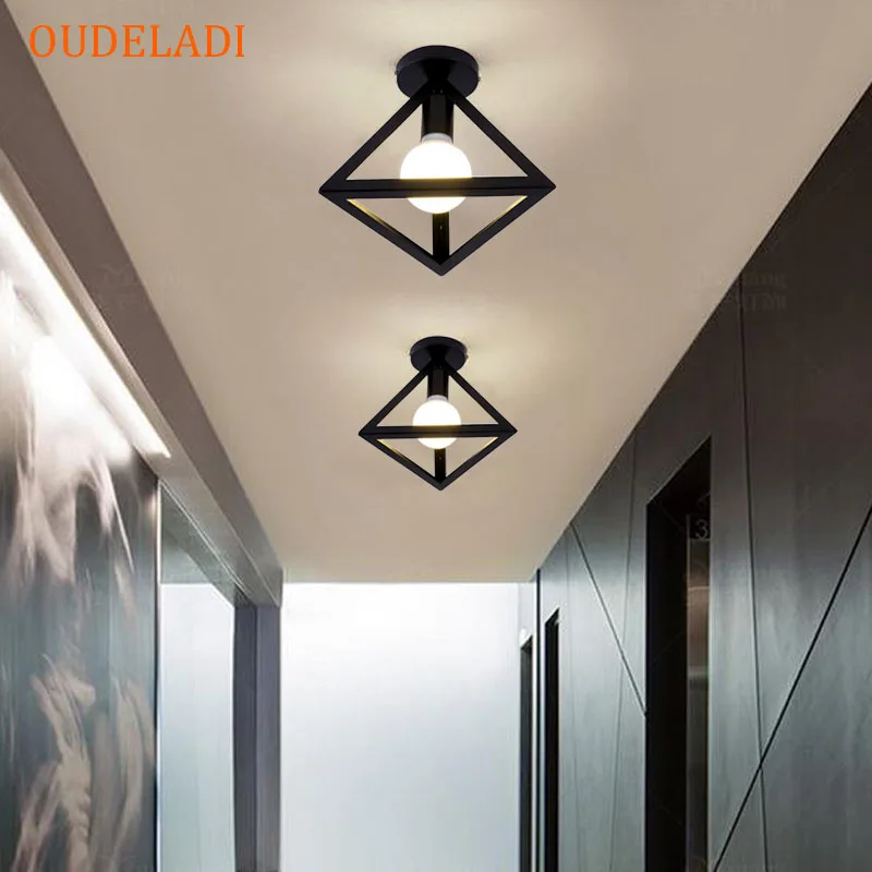 Black Metal Iron Cage Ceiling Lamp Cube Loft Ceiling Triangle lamp Aisle Corridor Foyer Home decor Luminaires
Black Metal Iron Cage Ceiling Lamp Cube Loft Ceiling Triangle lamp Aisle Corridor Foyer Home decor Luminaires