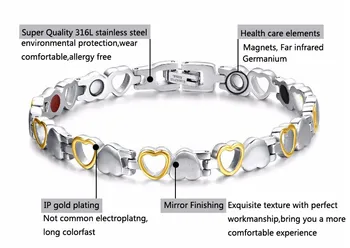 Fashion Healthy Energy Bracelet Hearted design Stainless Steel Health Care Magnetic Gold Bracelet Hand Chain For Women
Fashion Healthy Energy Bracelet Hearted design Stainless Steel Health Care Magnetic Gold Bracelet Hand Chain For Women