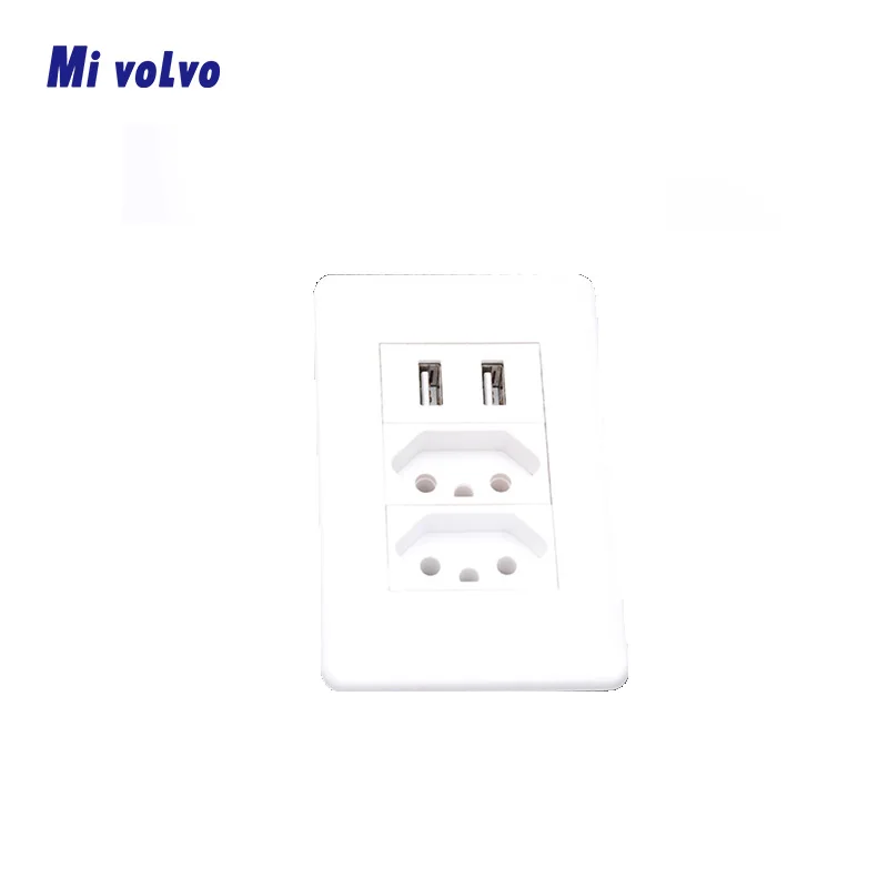 Brazil standard socket wall plug uses fireproof material 220V DC 5V 2-port USB fast charging plug socket
Brazil standard socket wall plug uses fireproof material 220V DC 5V 2-port USB fast charging plug socket
