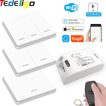 WiFi Smart Light Switch Wireless Remote Control RF 433MHz AC 90-250V 10A 1CH Receiver For Corridor Room Work with Amazon Alexa
WiFi Smart Light Switch Wireless Remote Control RF 433MHz AC 90-250V 10A 1CH Receiver For Corridor Room Work with Amazon Alexa