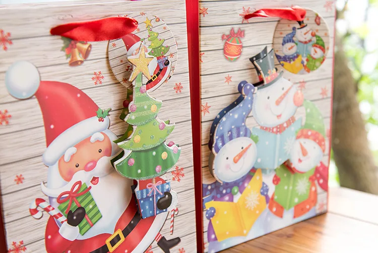 christmas elk old man gift bag holiday cartoon creative paper