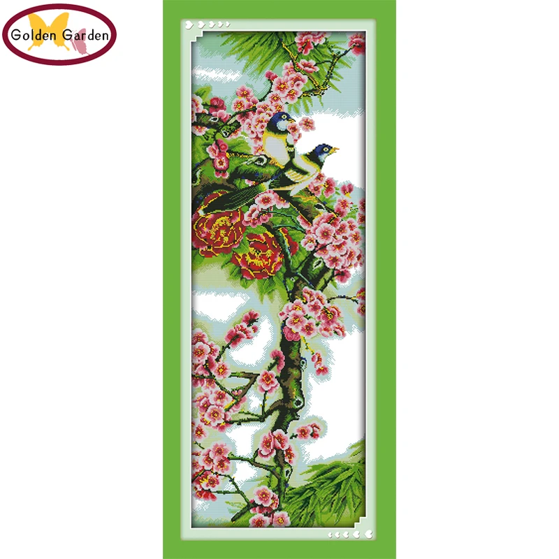 

GG The Plum Blossom Flower Style Cross Stitching Art Needlework Sets Embroidery Design Cross Stitch Pattern for Home Decoration