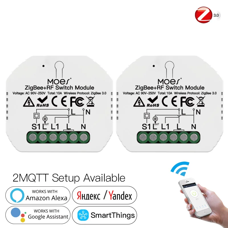 Tuya ZigBee RF Smart Light Switch Module SmartThings Required APP Remote Control Compatible With Alexa Google Home Voice Control
Tuya ZigBee RF Smart Light Switch Module SmartThings Required APP Remote Control Compatible With Alexa Google Home Voice Control