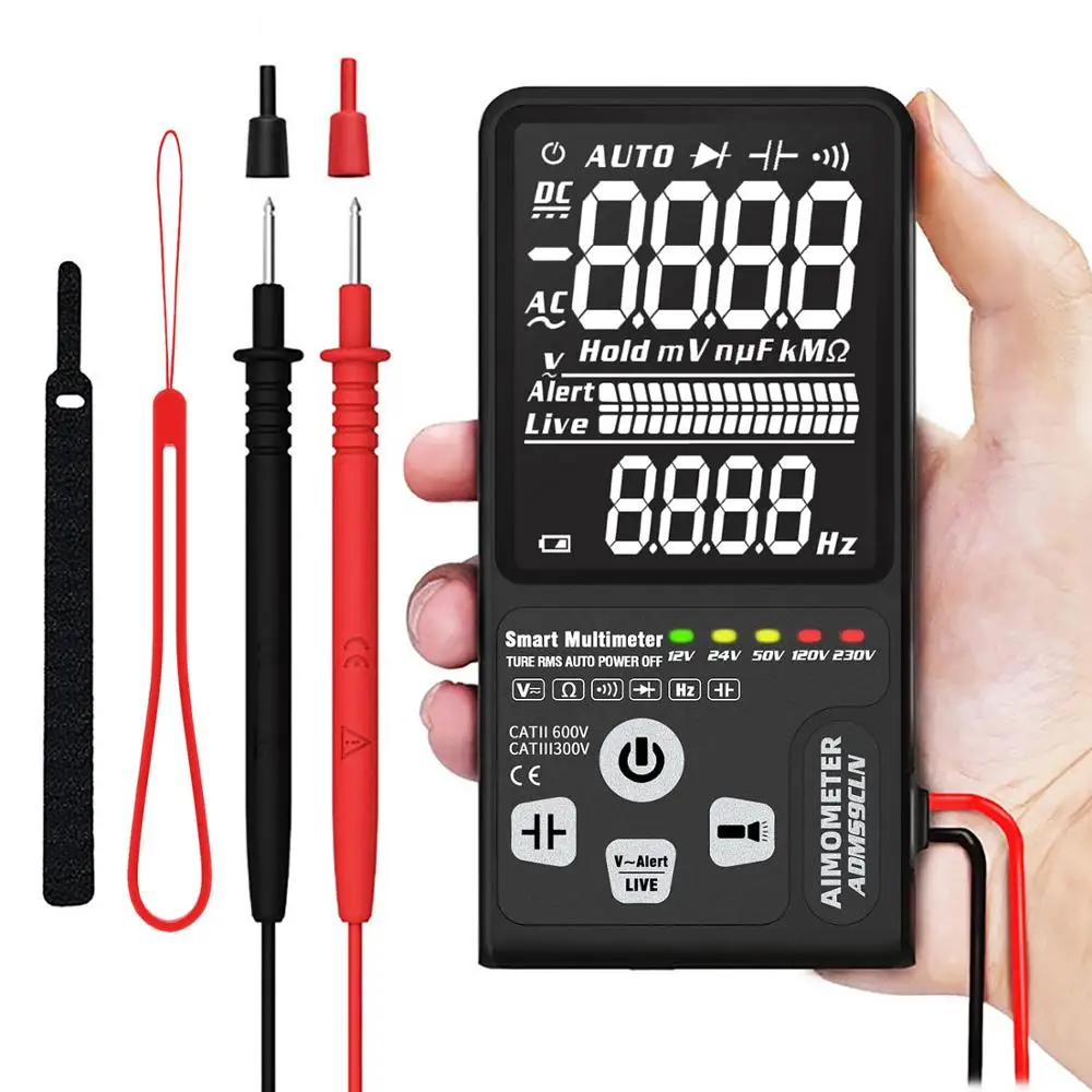Digital Multimeter Tester 9999 AIMOMETER ADMS9CLN Large3.5 "LCD3-Line Display Voltmeter ACDC Voltage NCV OhmHz Diode Capacitance
Digital Multimeter Tester 9999 AIMOMETER ADMS9CLN Large3.5 "LCD3-Line Display Voltmeter ACDC Voltage NCV OhmHz Diode Capacitance