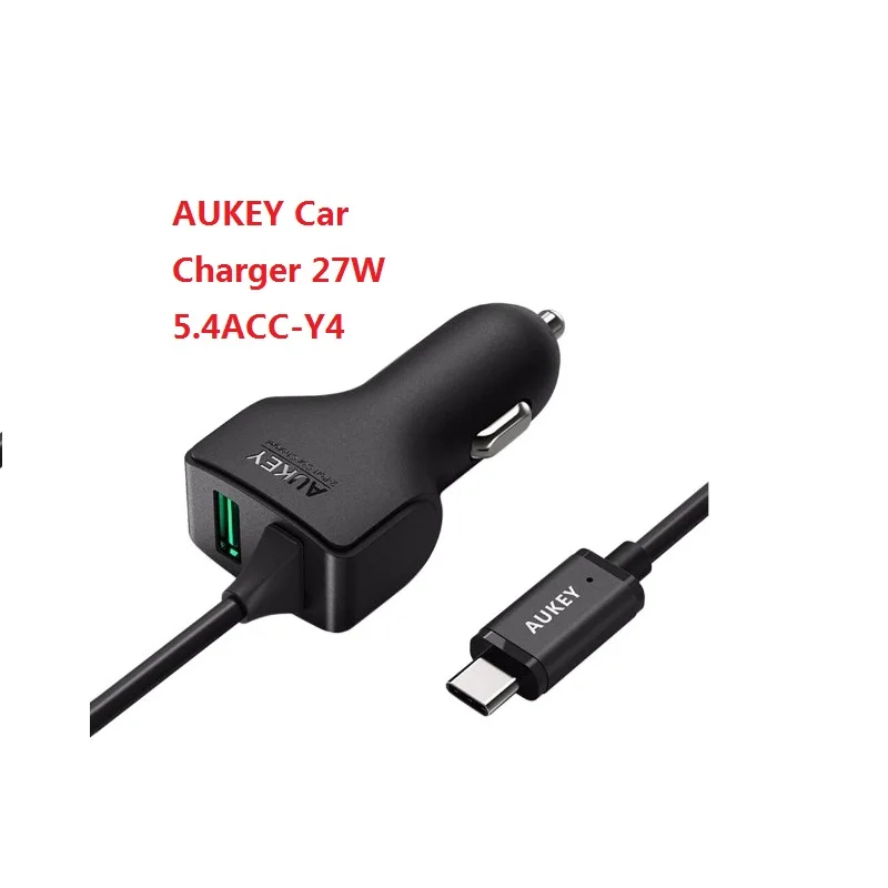 AUKEY USB C Car Charger 27W 5.4A Built-in 1m Type C Cable Car-Charger for Xiaomi Samsung Huawei phone Fast Charge Adapter in car
AUKEY USB C Car Charger 27W 5.4A Built-in 1m Type C Cable Car-Charger for Xiaomi Samsung Huawei phone Fast Charge Adapter in car