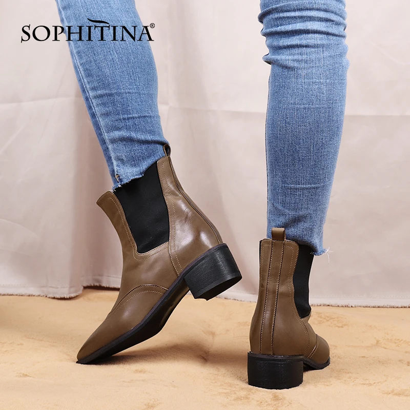 SOPHITINA Classic Chelsea Boots Women High Quality Genuine Leather Sewing Square Toe Ankle Boots Non-slip Square Heel Shoes C841
SOPHITINA Classic Chelsea Boots Women High Quality Genuine Leather Sewing Square Toe Ankle Boots Non-slip Square Heel Shoes C841