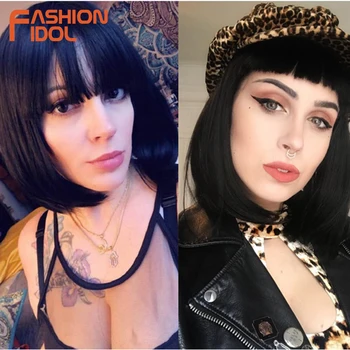 FASHION IDOL Short Bob Wigs For Black Women 14 inch Ombre 613 Blonde Linen Color Neat Fringe Straight Hair Synthetic Wig Cosplay
FASHION IDOL Short Bob Wigs For Black Women 14 inch Ombre 613 Blonde Linen Color Neat Fringe Straight Hair Synthetic Wig Cosplay